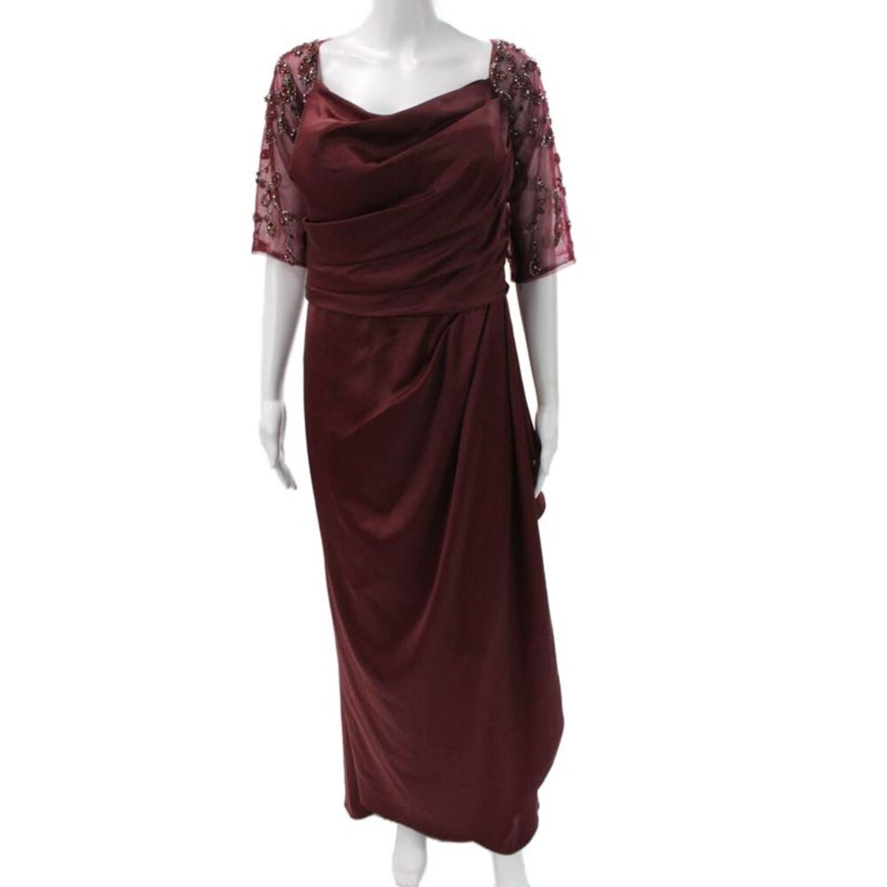 Marsoni Women Maxi Red 3/4 Sleeve Long Polyester Zip Dress Classic Plus Size 22